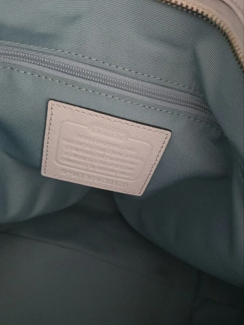 Coach Aqua and White Checkered Tote